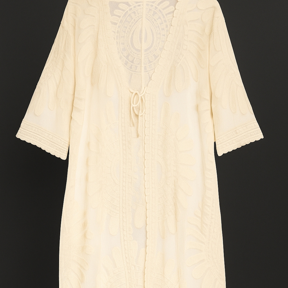 Cream Embroidered Cover-Up